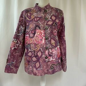 Indigo Moon Purple Jacket ~ Embroidered, Embellished, & Appliquéd ~ Size Medium
